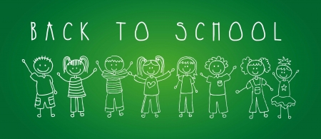 children drawing over green background. vector illustrationのイラスト素材