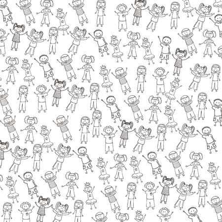 children drawing over white background. vector illustrationのイラスト素材