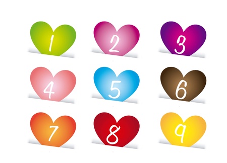 labels of hearts over white background, numbers. vector のイラスト素材