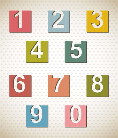 labels with numbers over beige background. vector illustrationのイラスト素材
