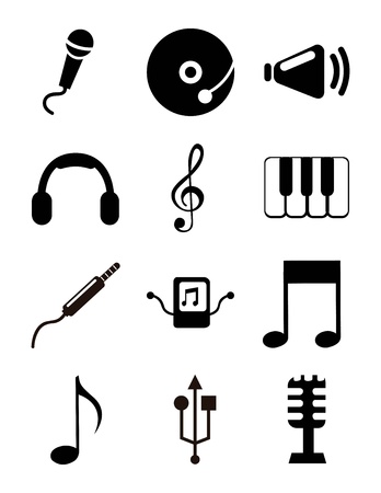 music icons over white background. vector illustrationのイラスト素材