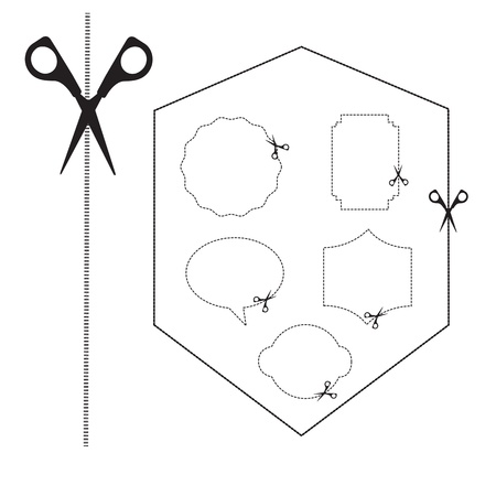 cutting areas with scissors on white background. vector のイラスト素材