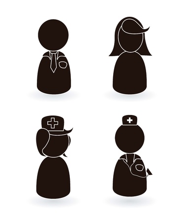 Professional medical group silhouettes on white background. Vector illustrationのイラスト素材
