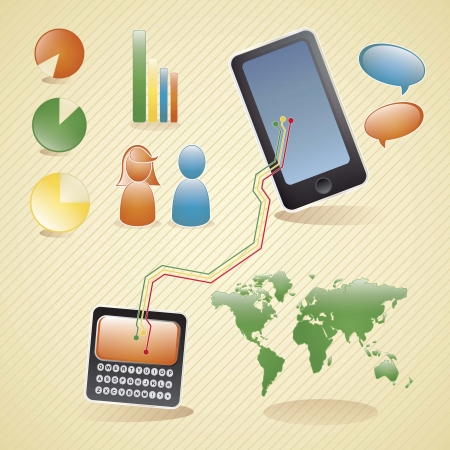 Technology Application and worldwide connectivity with your smarthphoneのイラスト素材