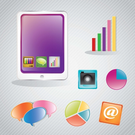 Mobile infographic. Set of graphs and application. Vector illustrationのイラスト素材