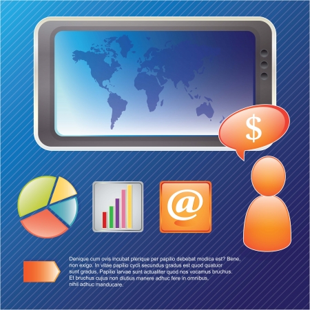 Best Price Smartphone, different applications on blue background. vector illustrationのイラスト素材