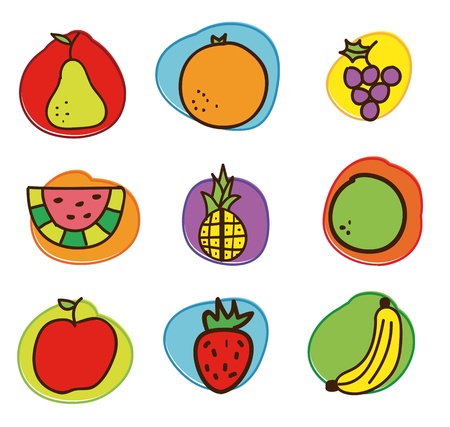 fruits drawing over white background. vector illustrationのイラスト素材