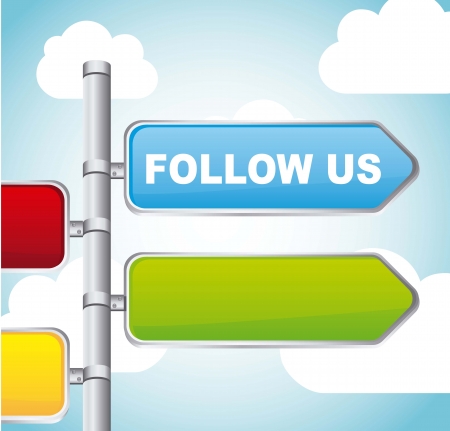 follow us sign street over sky background. vector illustrationのイラスト素材