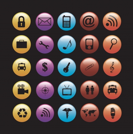Communications icons over black background vector illustrationのイラスト素材