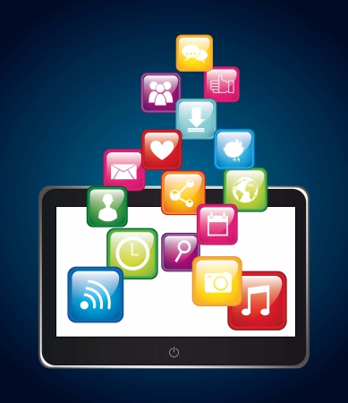 apps over tablet,app store. vector illustrationのイラスト素材