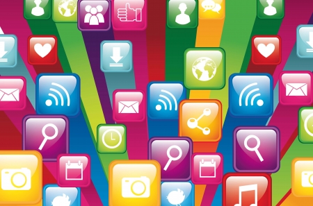 colorful app store, close up. vector illustrationのイラスト素材