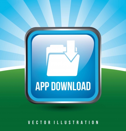 blue download app button over background. vector illustrationのイラスト素材