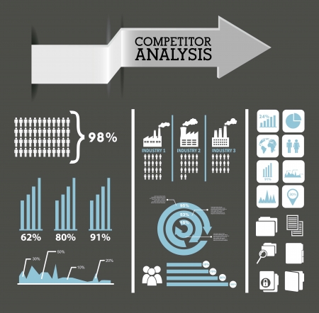competitor analysis infographics, blue and gray colors. vector backgroundのイラスト素材