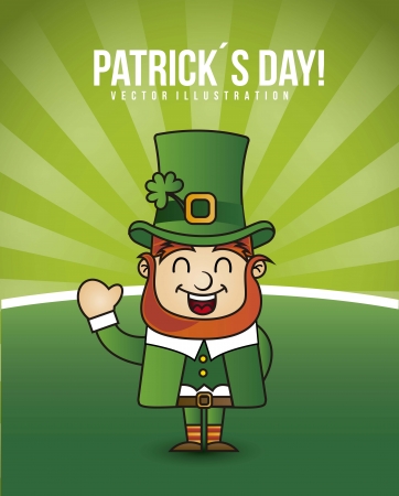 happy leprechaun cartoon, patricks day. vector illustrationのイラスト素材