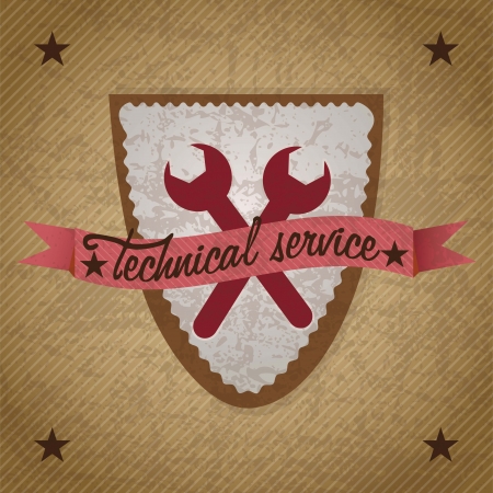 technical service shield, on vintage background. Vector illustrationのイラスト素材