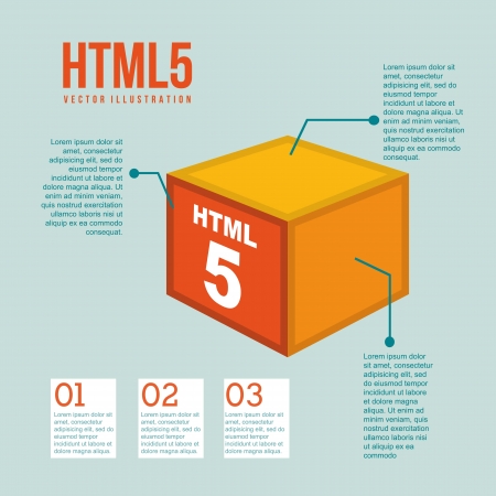 html 5 illustration with cube, vintage. vector illustrationのイラスト素材