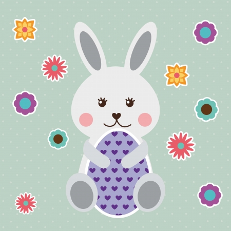 happy easter with rabbit and egg. vector illustrationのイラスト素材