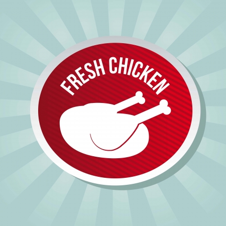 chicken label over blue background. vector illustrationのイラスト素材