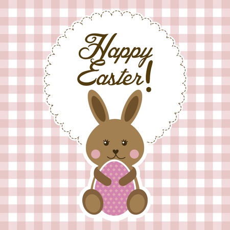 happy easter card with rabbit and egg. vector illustrationのイラスト素材