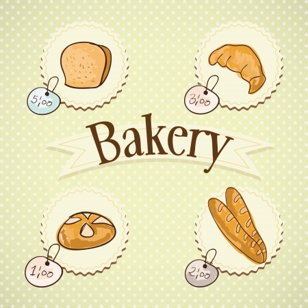 Paris Bakery different products prices. On vintage background. のイラスト素材