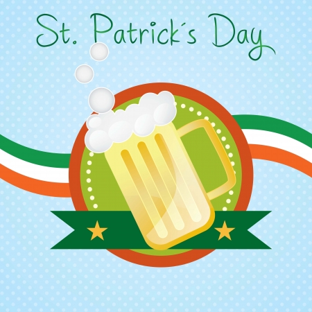 St Patrick´s Day Beer on blue background, with ireland flagのイラスト素材
