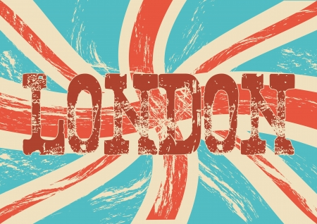 grunge flag london background, vintage. vector illustrationのイラスト素材