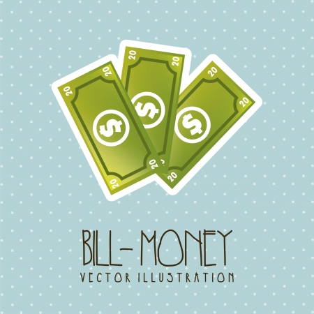 bills cartoon over blue background. vector illustrationのイラスト素材