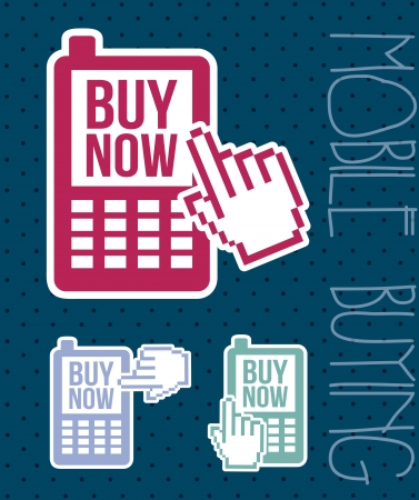 phones with cursor hands, mobile buying. vector illustrationのイラスト素材