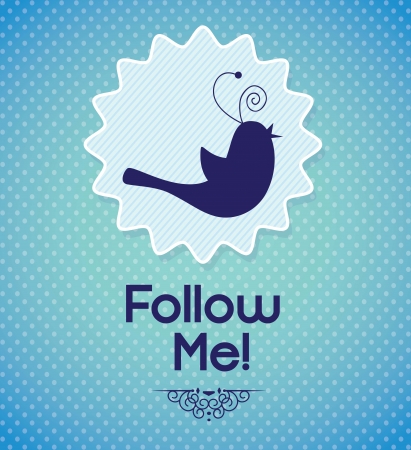 Follow me, label with little bird. Vector illustrationのイラスト素材
