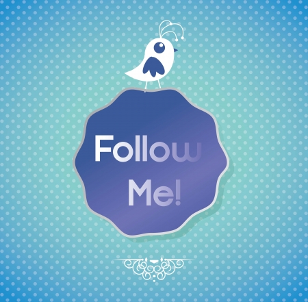 Follow me Icon with little bird. Vector illustrationのイラスト素材