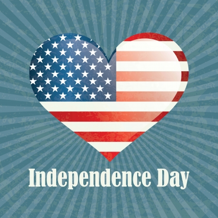 USA Icons (big heart Usa flag). Vintage backgroundのイラスト素材