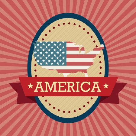 Usa label, with map, on vintage background. Vector Illustrationのイラスト素材