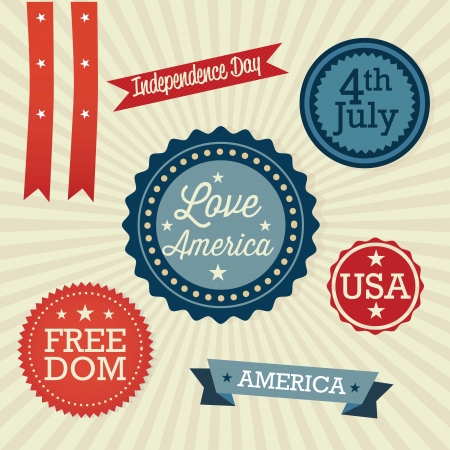 USA Labels colletion, on vintage background. Vector Illustrationのイラスト素材