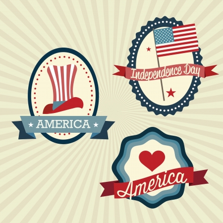 USA Labels colletion, on vintage background. Vector Illustrationのイラスト素材