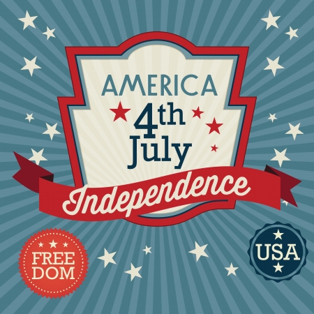 USA Label (independence Day), on vintage background. Vector Illustrationのイラスト素材