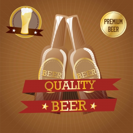 Premium Quality Beer (Use for poster, banner, etc). Vector Illustrationのイラスト素材