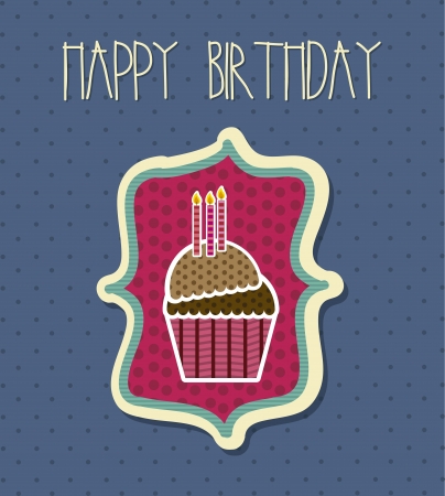 happy birthday card with cup cake. vector illustrationのイラスト素材