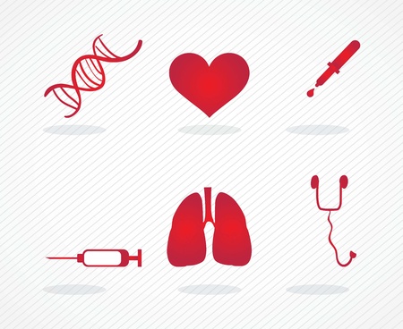 Red Hospital Icons (colletion set) On grey backgroundのイラスト素材