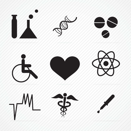 Black Hospital Icons (colletion set) On grey backgroundのイラスト素材