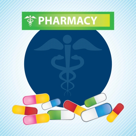 Hospital Icons, Pharmacy concept. On blue backgroundのイラスト素材