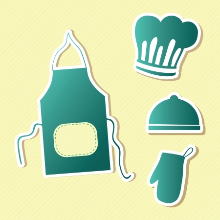 Kitchen Icons (apron, hat, mitts). Vector illustrationのイラスト素材