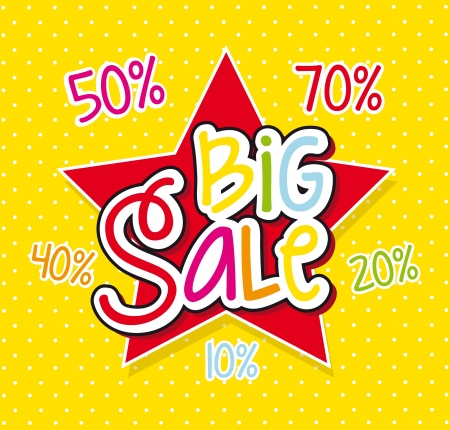 big sale label over yellow background. vector illustrationのイラスト素材
