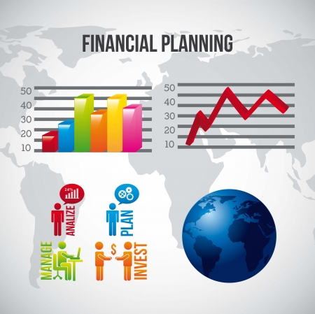 financial planning illustration over gray background. vectorのイラスト素材