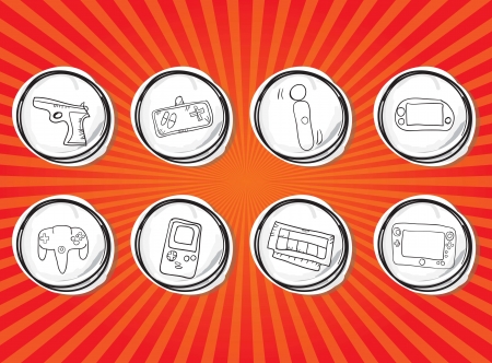 Hand Draw Video Games Icons set. Vector Illustrationのイラスト素材