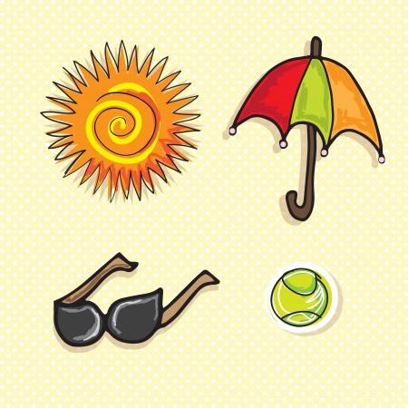 Colorful Summer Icons (collection set). Vector Illustrationのイラスト素材