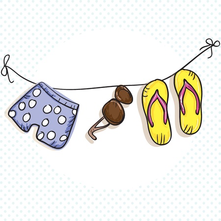 Summer, Sun Icons (sandals, shorts, sunglasses). Vectorのイラスト素材