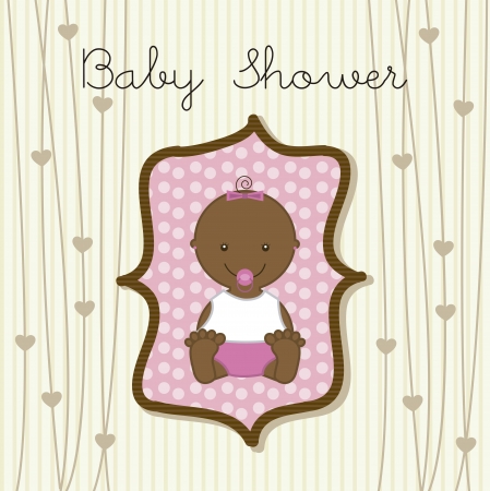 baby girl over beige background. vector illustration のイラスト素材