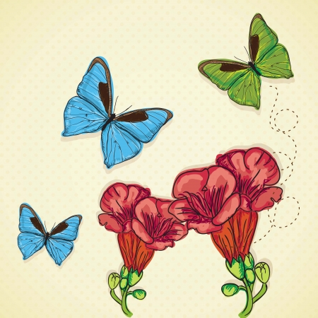 Butterfly Icons ( collection set ) , on vintage background. Vectro Illustrationのイラスト素材