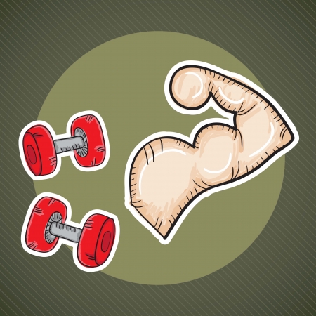 Fitness Icons ( strong arm and dumbbells). Vector illustrationのイラスト素材