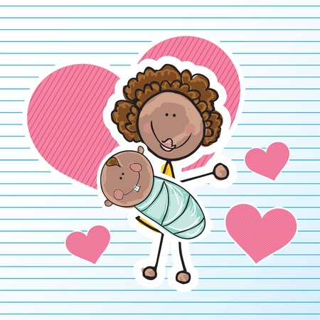 Family Icons (Mother holding his baby). Vector Illustrationのイラスト素材